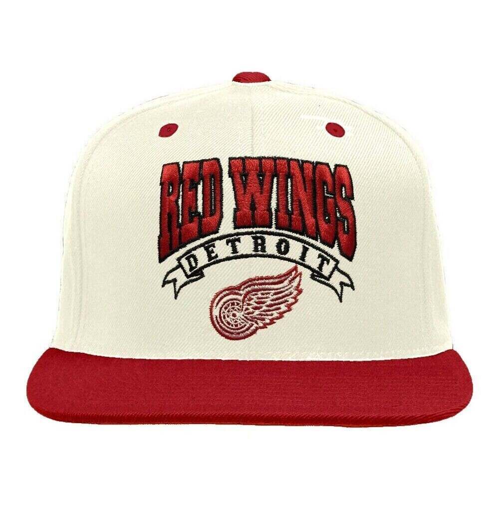 Vintage Detroit Red Wings White/Red Arch Snapback Hat / Cap - NWT